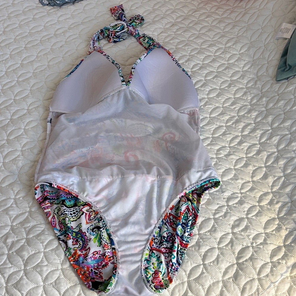 Lauren Ralph Lauren Colorful Paisley One piece Hi-Cut Swimsuit Est. Size 12 EUC - Picture 7 of 13